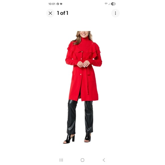 C. Wonder Sweaters - C Wonder by Christian Siriano MP Luxe Yarn Sweater Coat Button Tie Red NWT